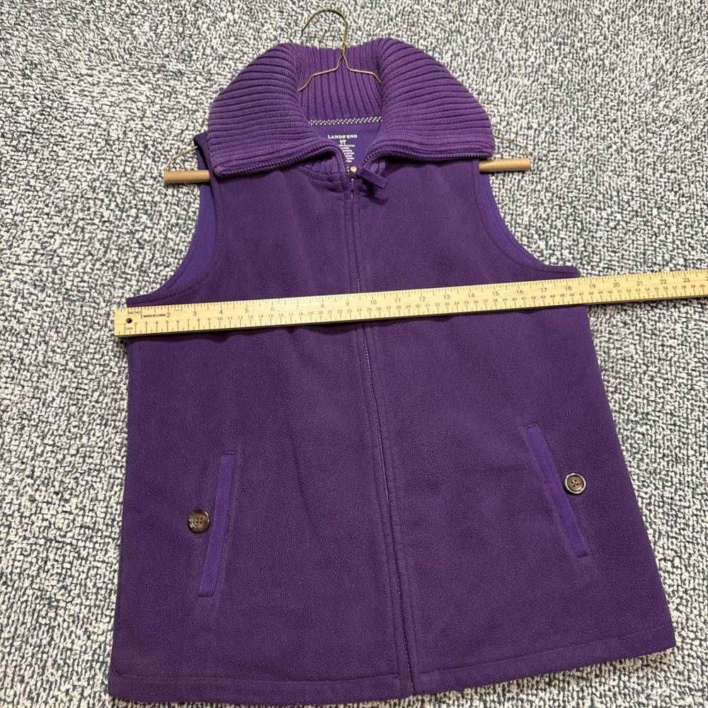 Lands End Women Small 6-8 Purple Fleece Vest Sweater Knit Collar Full Zip Layer - Picture 7 of 9